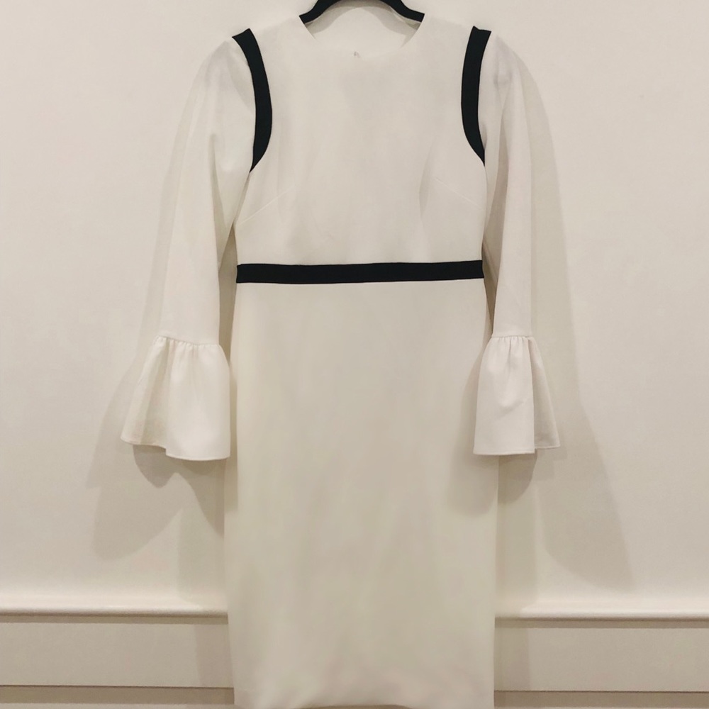 Calvin Klein white dress with black accent trim